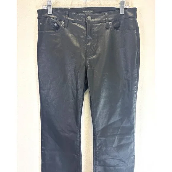 NWT Banana Republic Women's Low-Rise Bootcut Black Shiny Jeans Size 29/8 - Picture 2 of 12